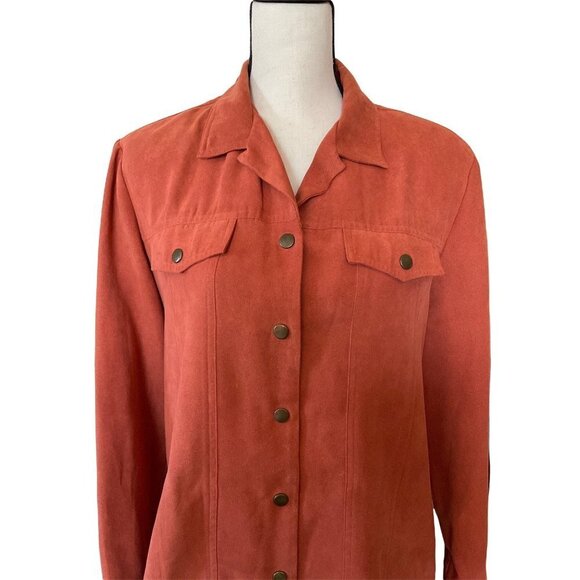 Alfred Dunner suede texture metallic buttons light weight jacket women 14 - Picture 2 of 10